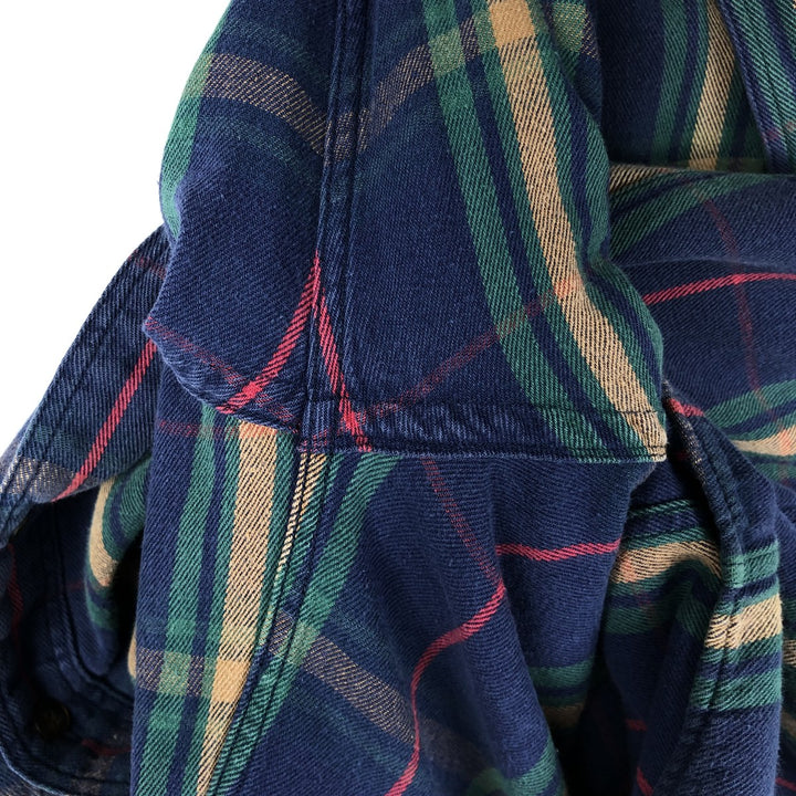 1980'S Ralph Lauren CHAPS Long-Sleeve Button-Down Light Flannel Check Shirt, Men's Size M (approx.), Vintage cotton blue type Vintage Second Hand