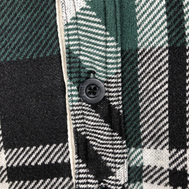 90'S Gap (Old Gap) Tartan Check Half-Button Long-Sleeve Flannel Check Shirt, Men's Size L (approx.) cotton green type Vintage Second Hand