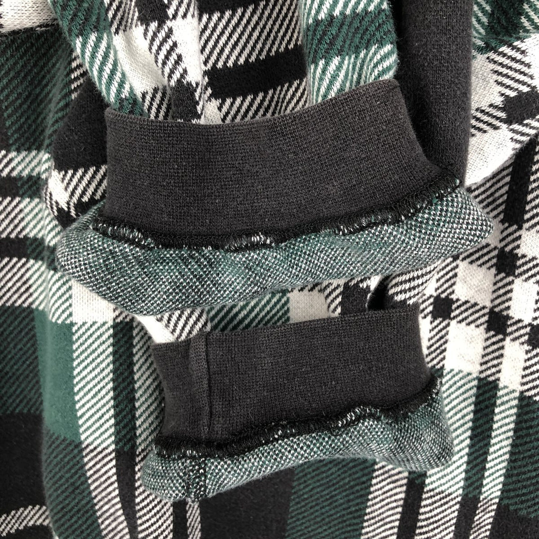 90'S Gap (Old Gap) Tartan Check Half-Button Long-Sleeve Flannel Check Shirt, Men's Size L (approx.) cotton green type Vintage Second Hand