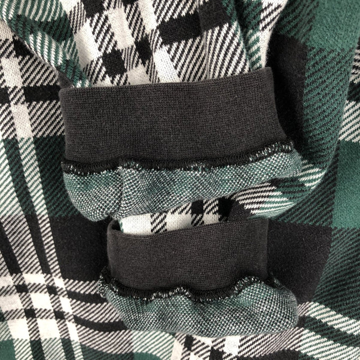 90'S Gap (Old Gap) Tartan Check Half-Button Long-Sleeve Flannel Check Shirt, Men's Size L (approx.) cotton green type Vintage Second Hand