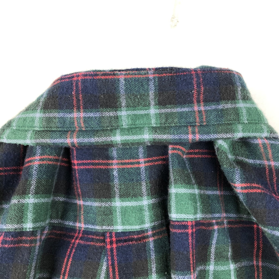 1990'S Cabelas Long-Sleeve Button-Down Light Flannel Check Shirt, Men's Size XL (Equivalent), Vintage cotton green type Vintage Second Hand