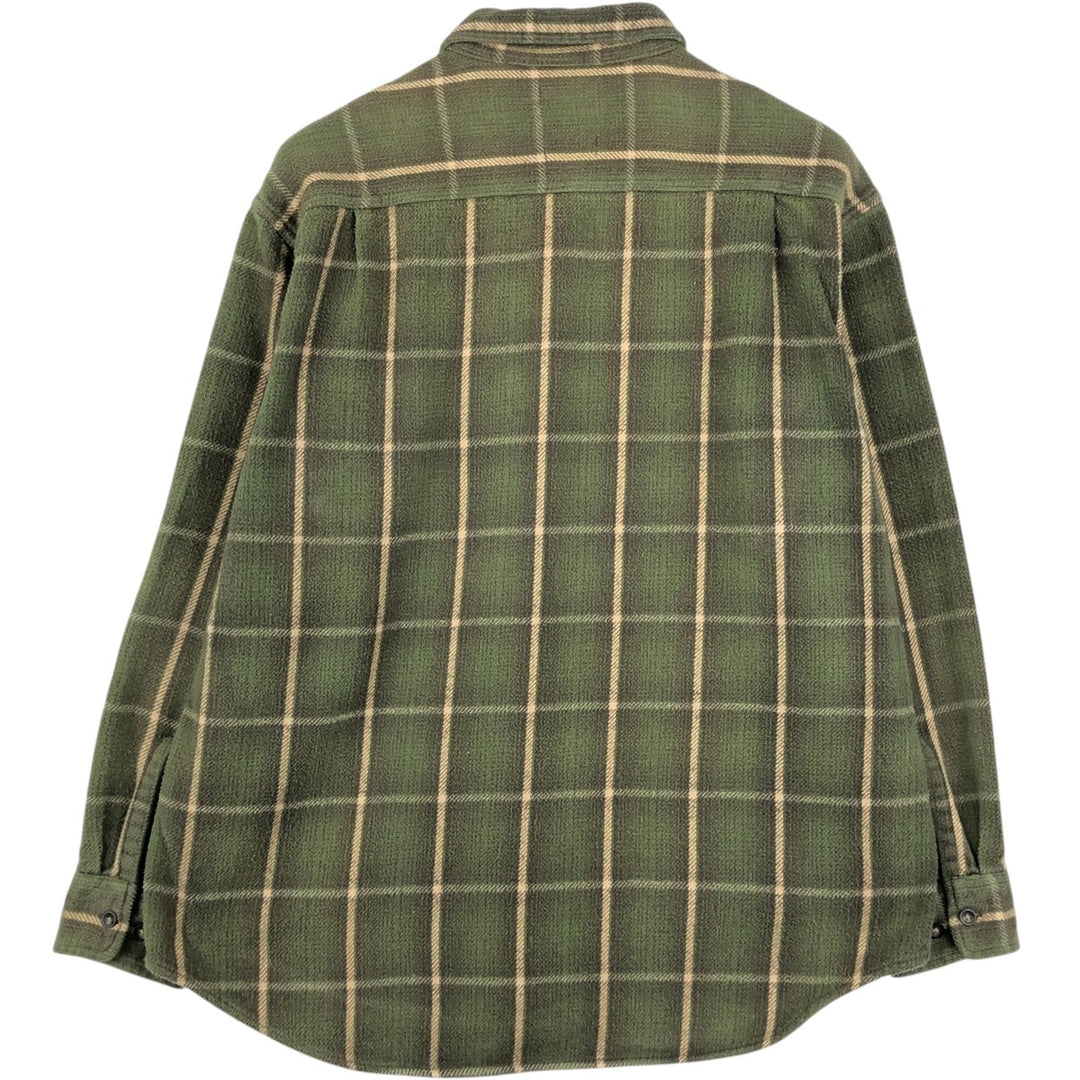 90s-00'S Vintage St. John's Bay Long Sleeve Flannel Check Shirt, Men's Size L cotton Khaki type Vintage Second Hand