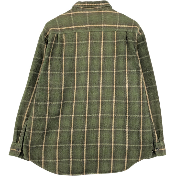 90s-00'S Vintage St. John's Bay Long Sleeve Flannel Check Shirt, Men's Size L cotton Khaki type Vintage Second Hand