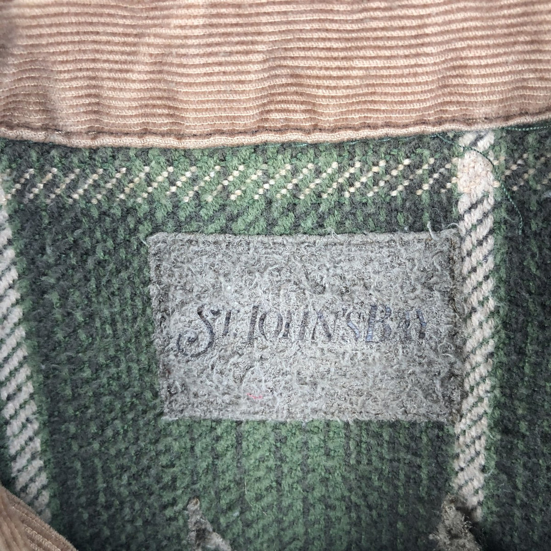 90s-00'S Vintage St. John's Bay Long Sleeve Flannel Check Shirt, Men's Size L cotton Khaki type Vintage Second Hand