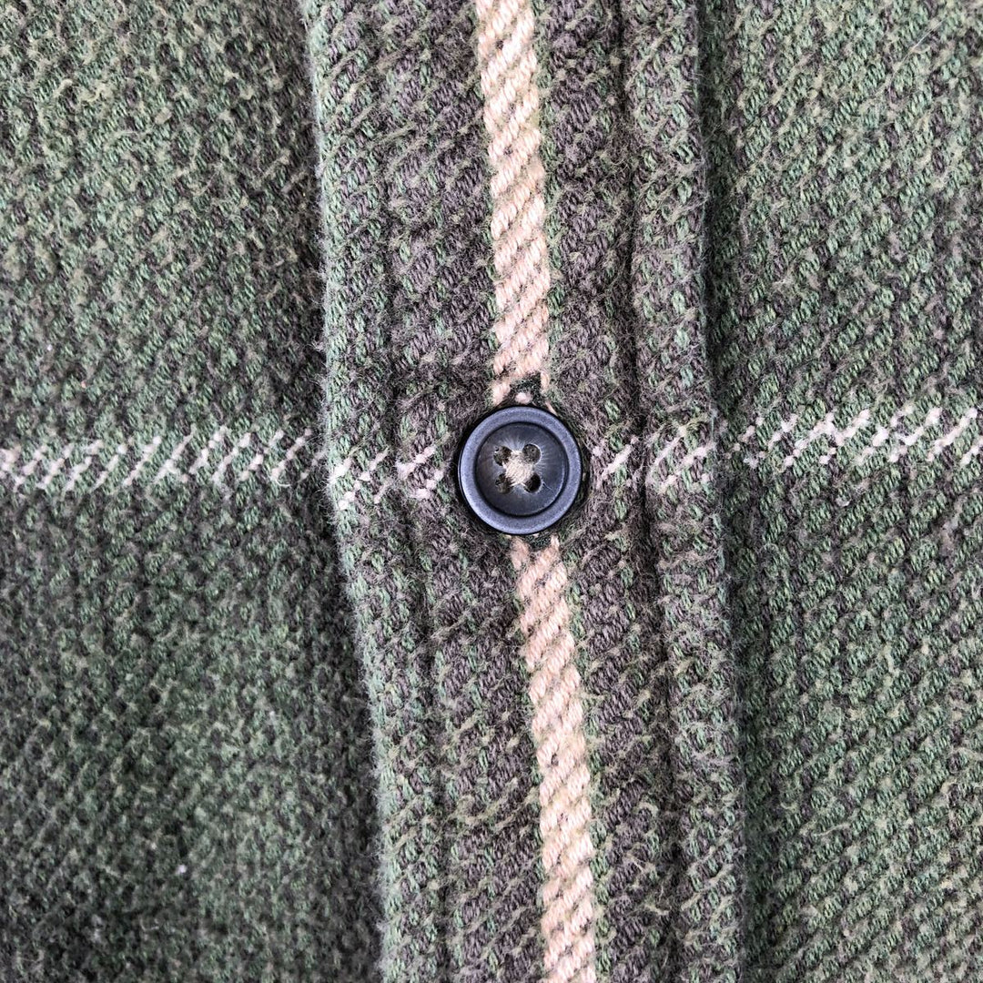 90s-00'S Vintage St. John's Bay Long Sleeve Flannel Check Shirt, Men's Size L cotton Khaki type Vintage Second Hand
