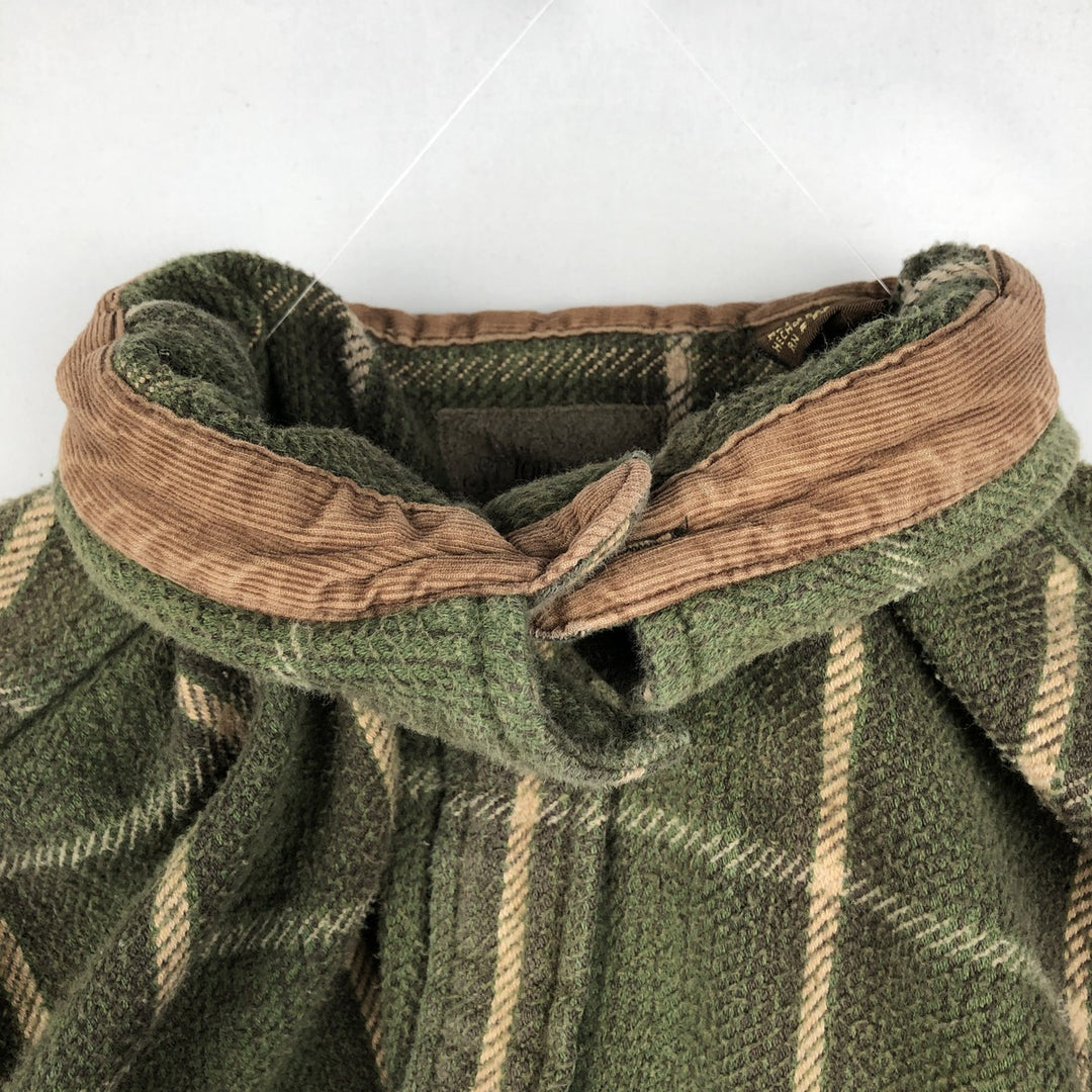 90s-00'S Vintage St. John's Bay Long Sleeve Flannel Check Shirt, Men's Size L cotton Khaki type Vintage Second Hand