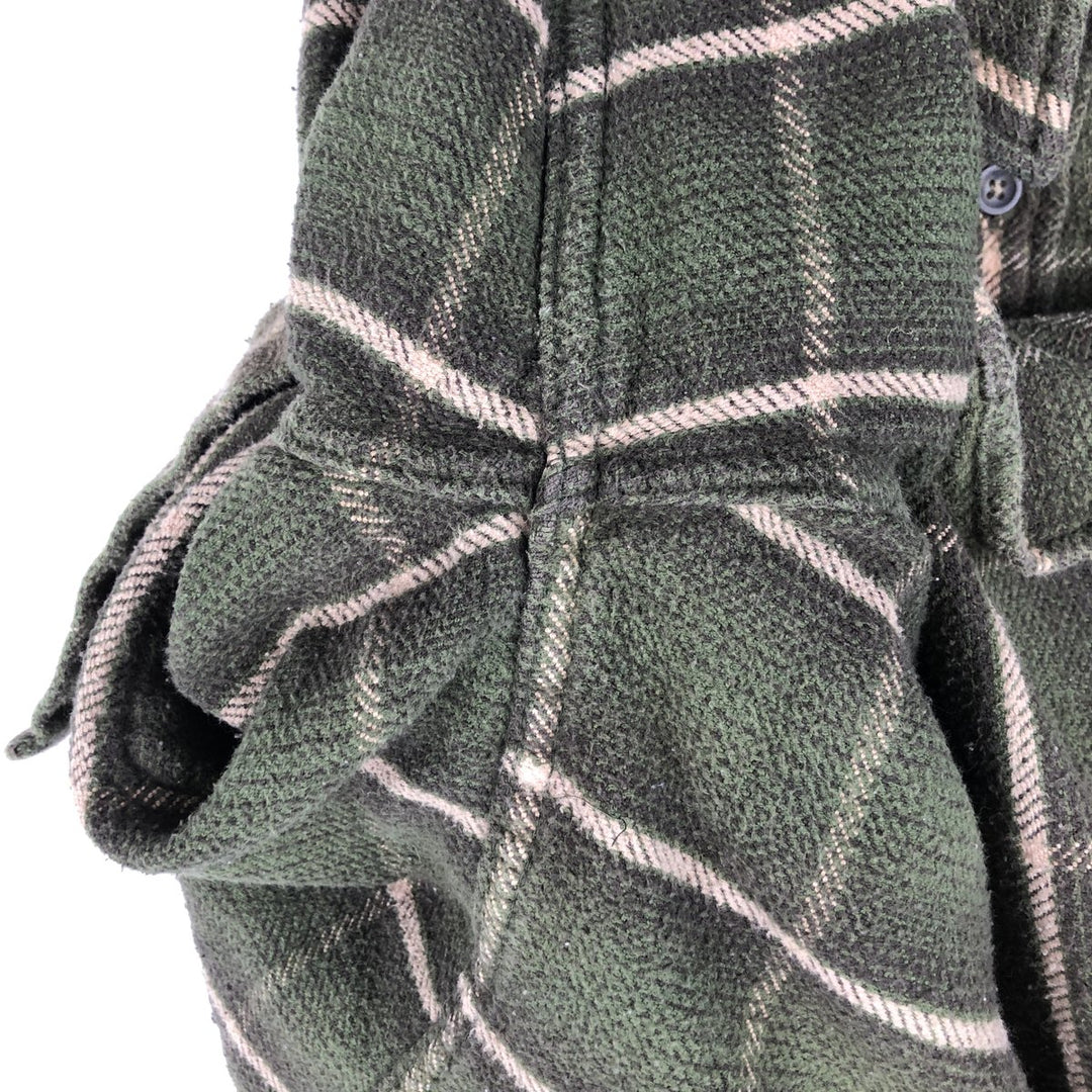 90s-00'S Vintage St. John's Bay Long Sleeve Flannel Check Shirt, Men's Size L cotton Khaki type Vintage Second Hand