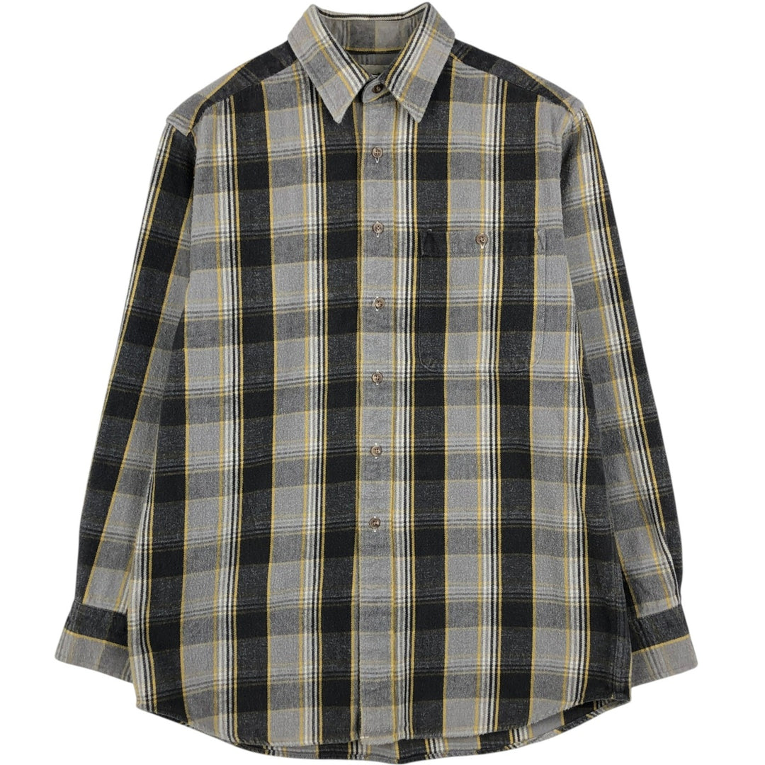 Field Master Long-Sleeve Light Flannel Check Shirt, Men's Size M (approx.) cotton gray type Vintage Second Hand