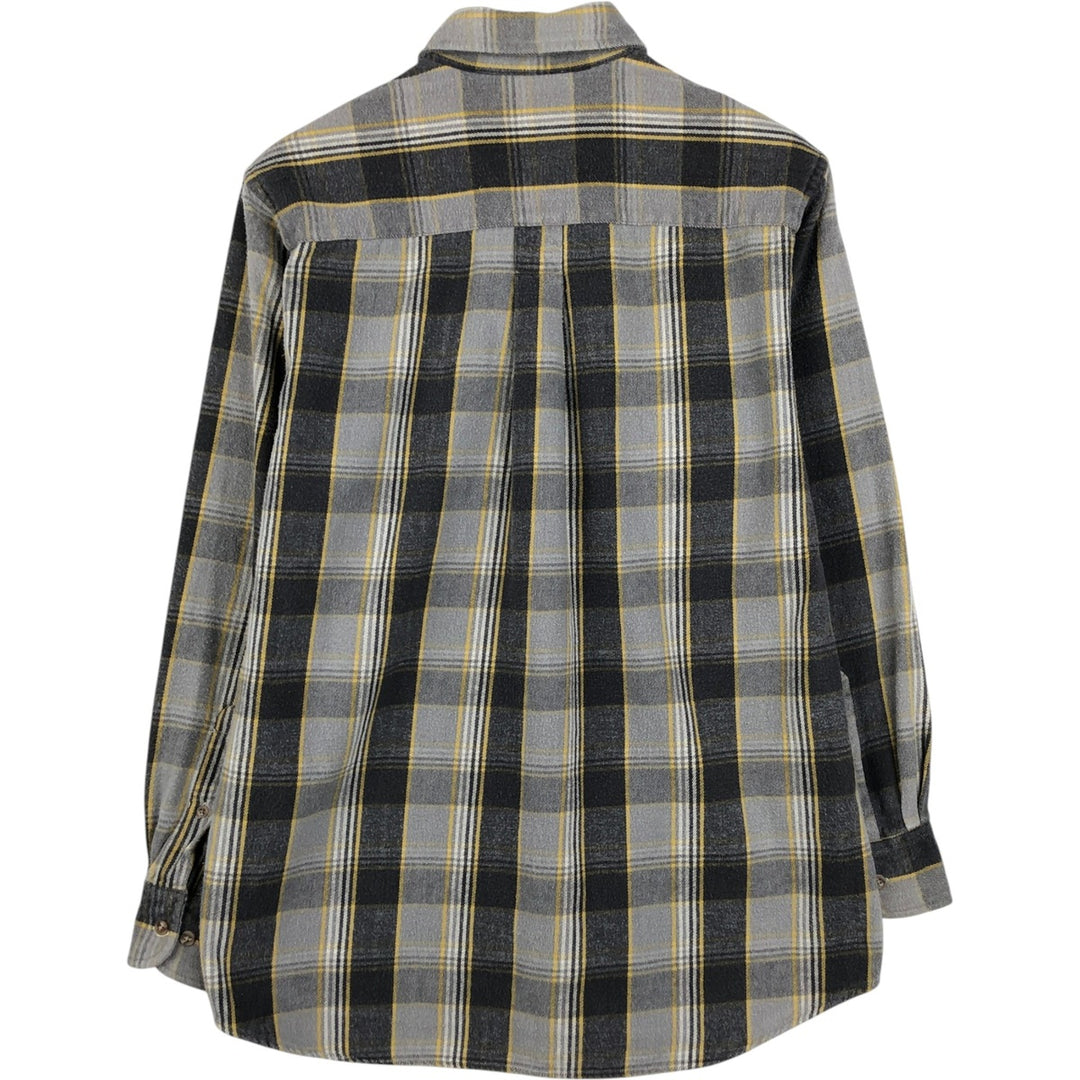Field Master Long-Sleeve Light Flannel Check Shirt, Men's Size M (approx.) cotton gray type Vintage Second Hand