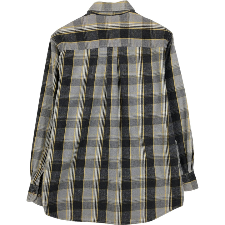 Field Master Long-Sleeve Light Flannel Check Shirt, Men's Size M (approx.) cotton gray type Vintage Second Hand