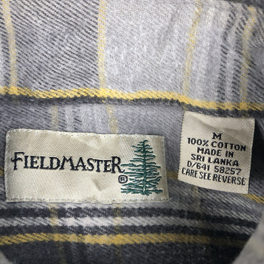 Field Master Long-Sleeve Light Flannel Check Shirt, Men's Size M (approx.) cotton gray type Vintage Second Hand