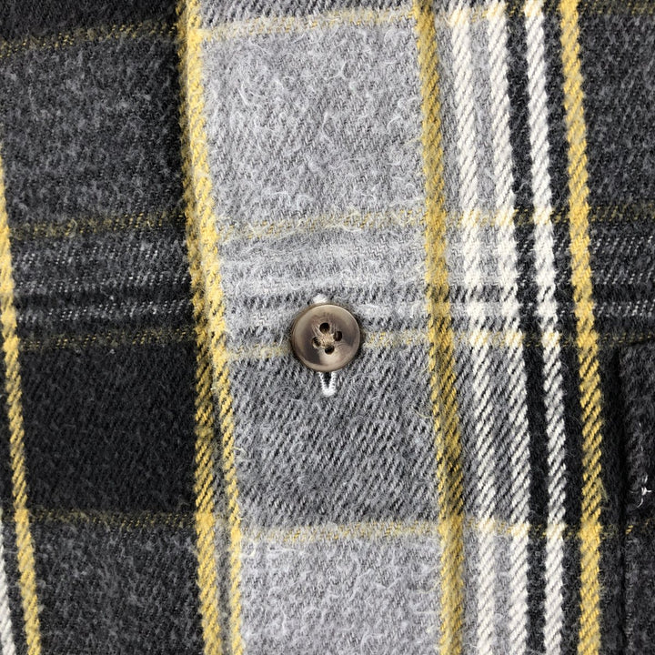 Field Master Long-Sleeve Light Flannel Check Shirt, Men's Size M (approx.) cotton gray type Vintage Second Hand
