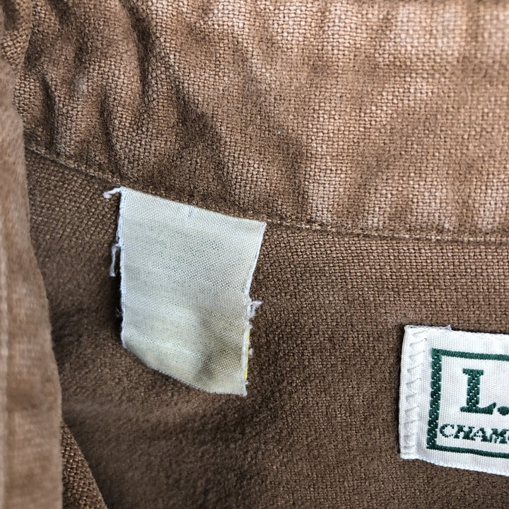 80s-90'S LL Bean Long-Sleeve Chamois Cloth Shirt, Made in USA, Men's Size L (Equivalent), Vintage cotton brown type Vintage Second Hand