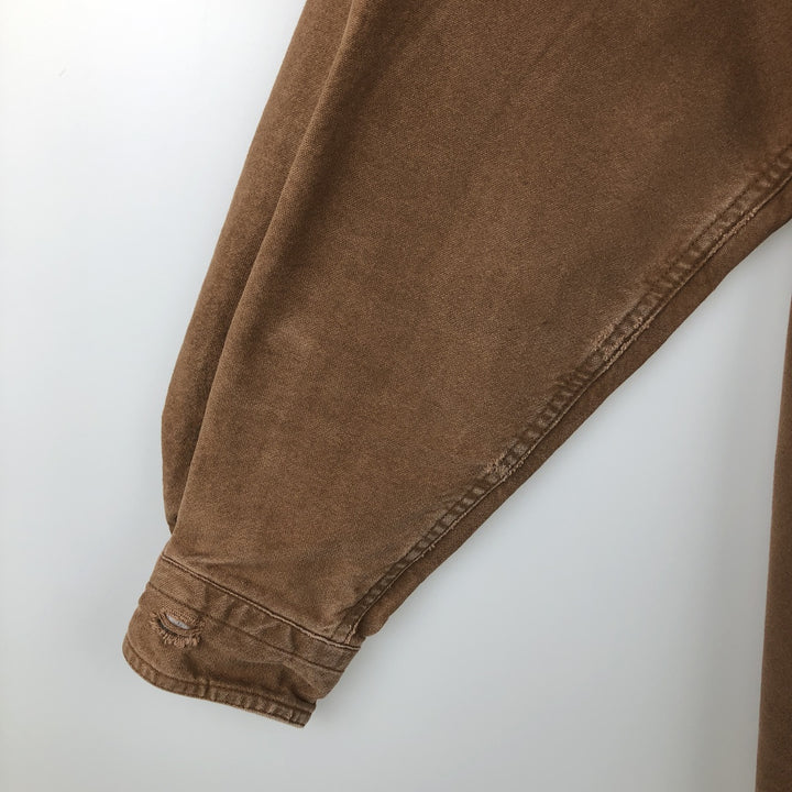 80s-90'S LL Bean Long-Sleeve Chamois Cloth Shirt, Made in USA, Men's Size L (Equivalent), Vintage cotton brown type Vintage Second Hand