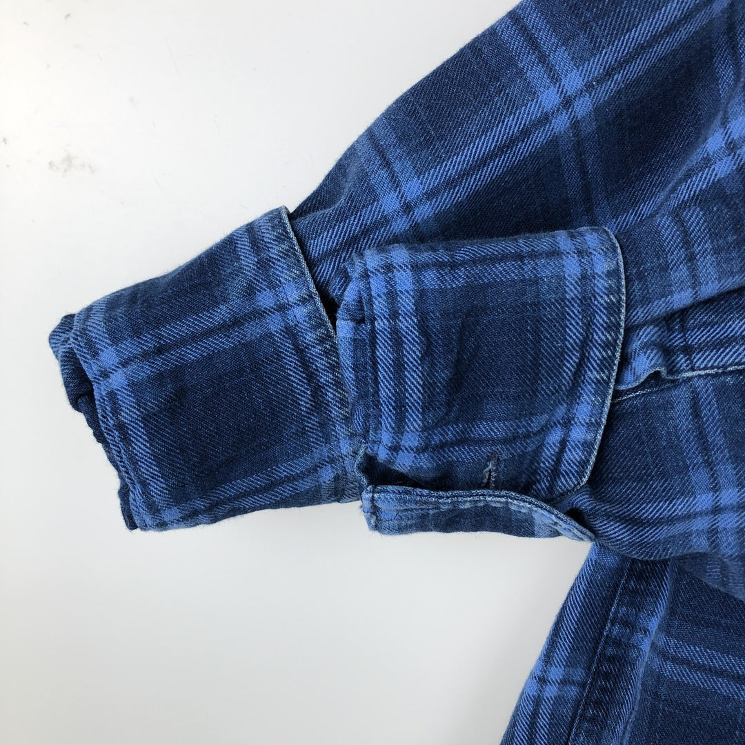Vintage 1990'S LLBean long-sleeved button-down flannel check shirt, men's size M. unclear blue type Vintage Second Hand
