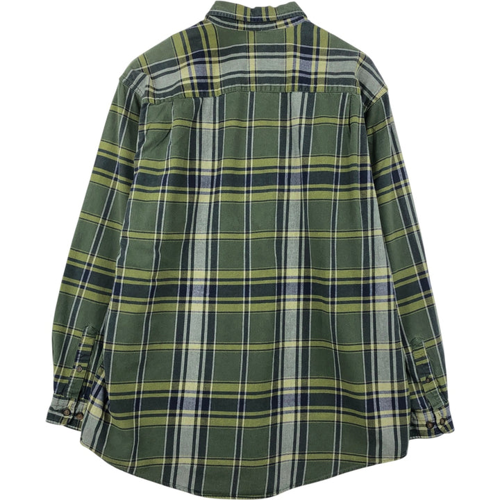Eddie Bauer Long Sleeve Button Down Flannel Check Shirt, Men's Size L cotton green type Vintage Second Hand