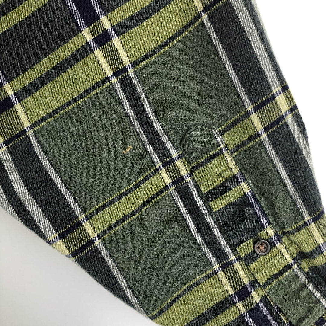 Eddie Bauer Long Sleeve Button Down Flannel Check Shirt, Men's Size L cotton green type Vintage Second Hand