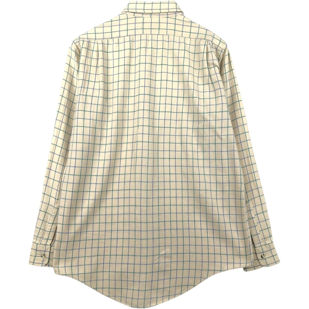 1970'S Eddie Bauer Black Tag Long-Sleeve Flannel Check Shirt, Men's Size L (Equivalent), Vintage cotton unbleached Vintage Second Hand