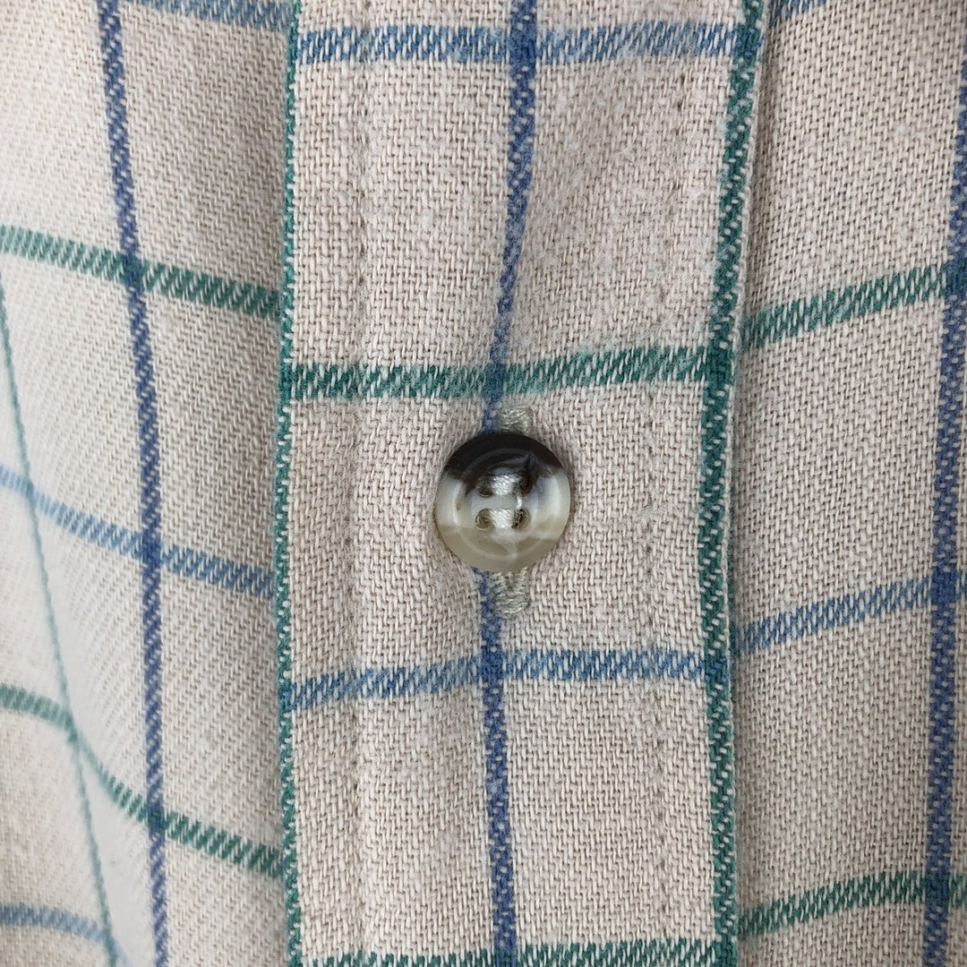 1970'S Eddie Bauer Black Tag Long-Sleeve Flannel Check Shirt, Men's Size L (Equivalent), Vintage cotton unbleached Vintage Second Hand