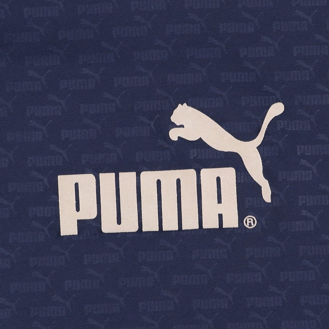 90s-00'S Puma all-over print V-neck collared soccer uniform game shirt, men's size M (approx.) polyester navy blue type Vintage Second Hand