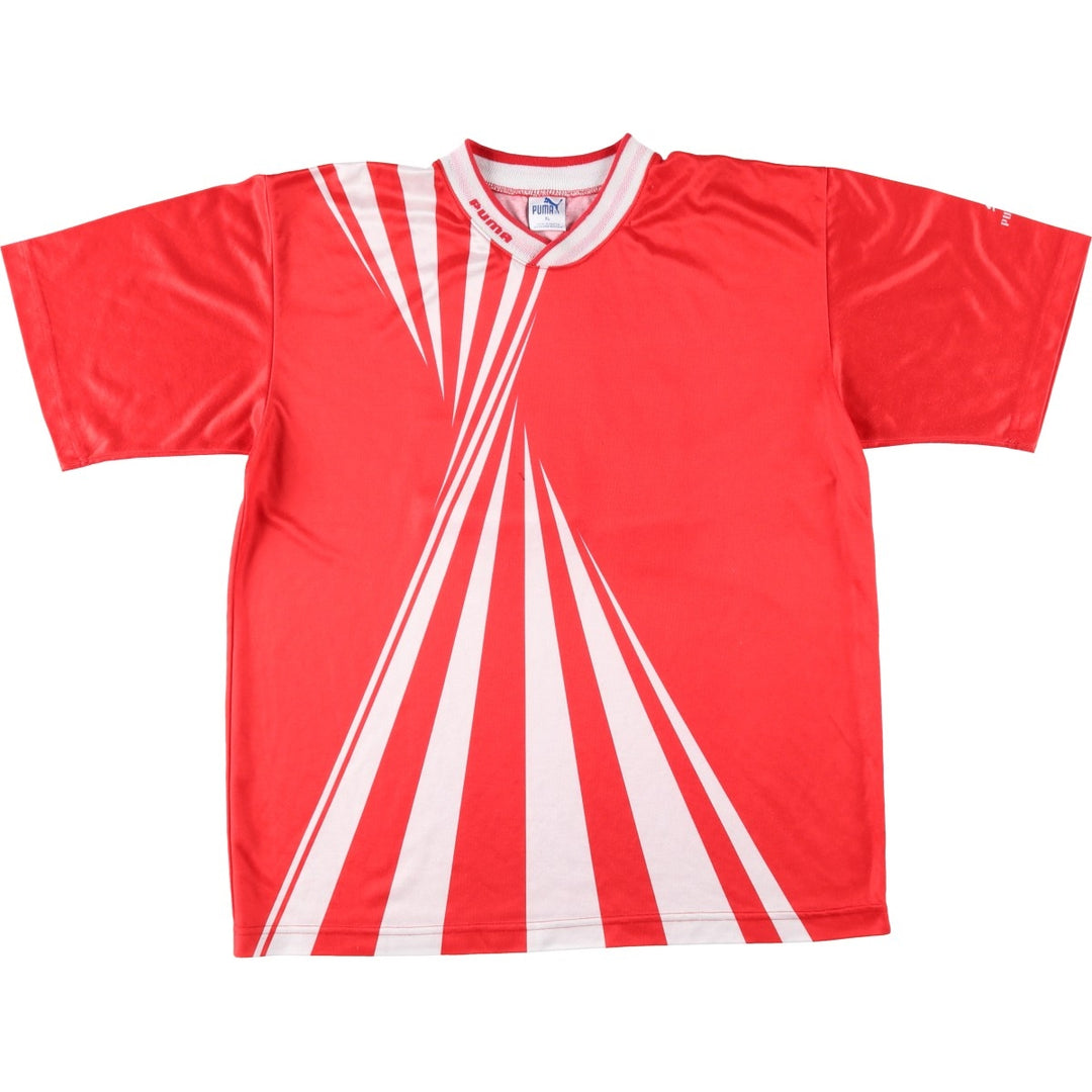 80s-90'S Puma all-over print soccer uniform game shirt, made in USA, men's size XL equivalent, vintage. polyester red type Vintage Second Hand