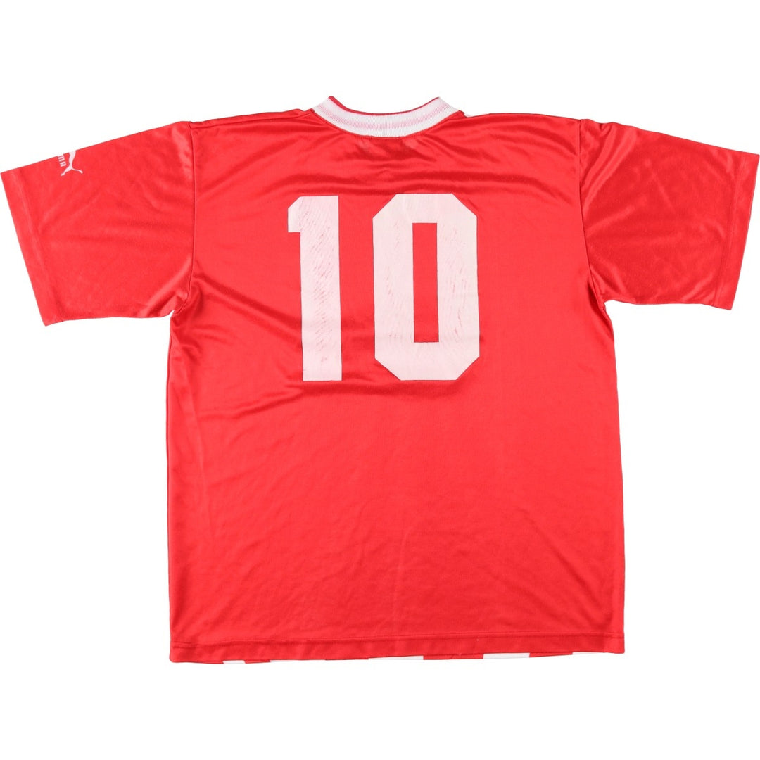 80s-90'S Puma all-over print soccer uniform game shirt, made in USA, men's size XL equivalent, vintage. polyester red type Vintage Second Hand
