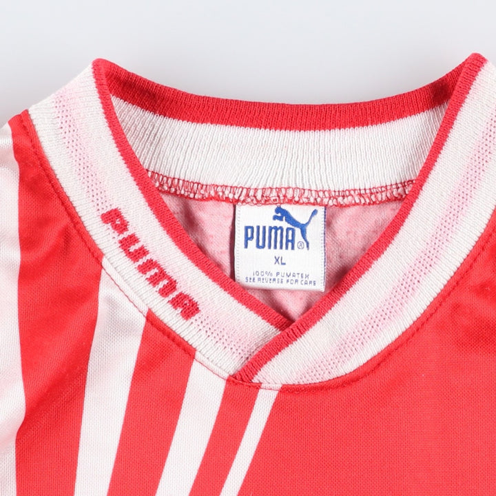 80s-90'S Puma all-over print soccer uniform game shirt, made in USA, men's size XL equivalent, vintage. polyester red type Vintage Second Hand