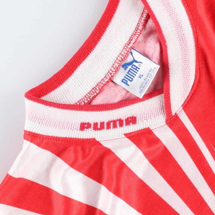 80s-90'S Puma all-over print soccer uniform game shirt, made in USA, men's size XL equivalent, vintage. polyester red type Vintage Second Hand