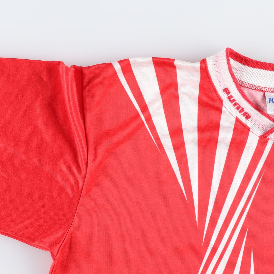80s-90'S Puma all-over print soccer uniform game shirt, made in USA, men's size XL equivalent, vintage. polyester red type Vintage Second Hand