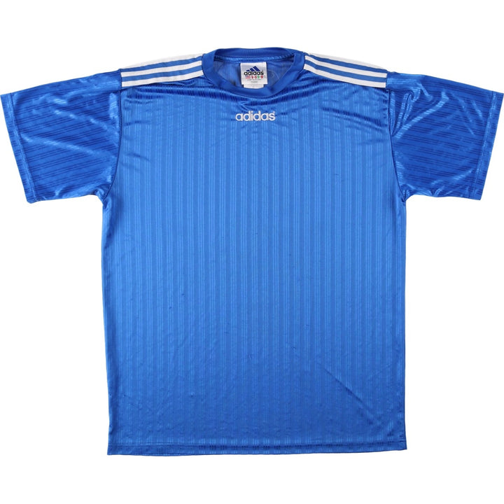 90s-00'S Adidas striped soccer jersey/game shirt, made in Canada, men's size XL equivalent. polyester blue type Vintage Second Hand