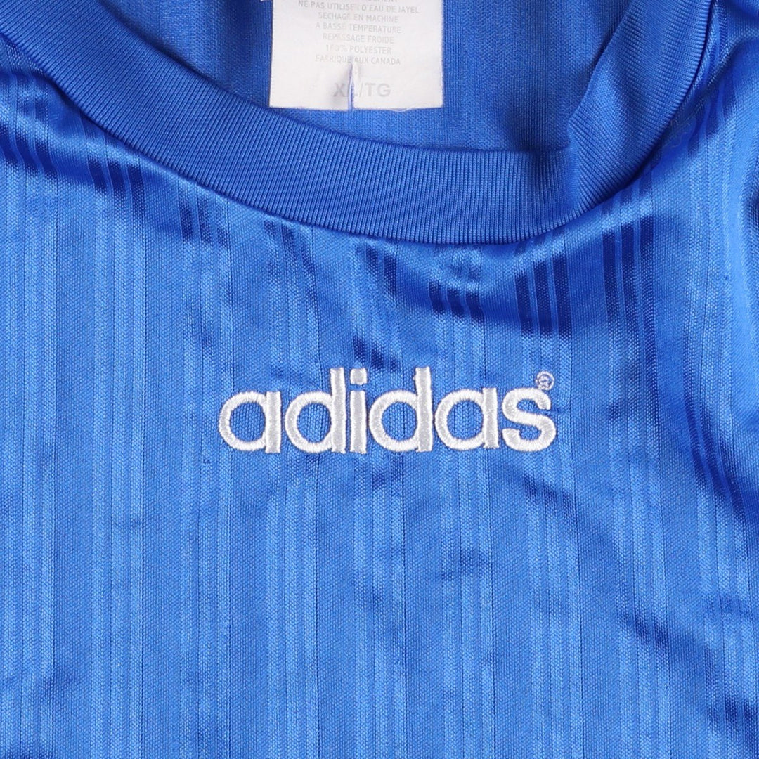 90s-00'S Adidas striped soccer jersey/game shirt, made in Canada, men's size XL equivalent. polyester blue type Vintage Second Hand