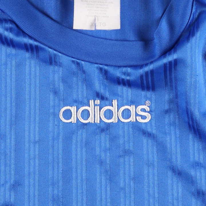 90s-00'S Adidas striped soccer jersey/game shirt, made in Canada, men's size XL equivalent. polyester blue type Vintage Second Hand