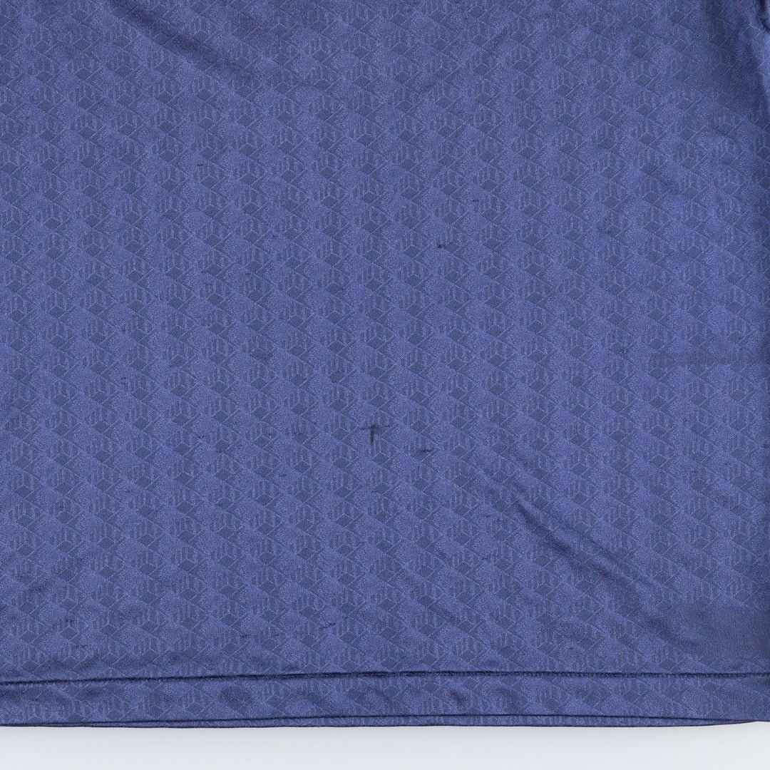 SPORT SPHERE all-over print V-neck soccer jersey game shirt, made in Canada, men's size S equivalent, vintage. polyester Navy blue Vintage Second Hand