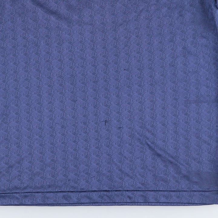 SPORT SPHERE all-over print V-neck soccer jersey game shirt, made in Canada, men's size S equivalent, vintage. polyester Navy blue Vintage Second Hand