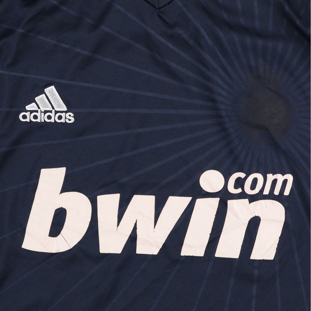 Adidas LA LIGA Real Madrid V-neck soccer jersey game shirt, men's size S (approx.) polyester navy blue type Vintage Second Hand
