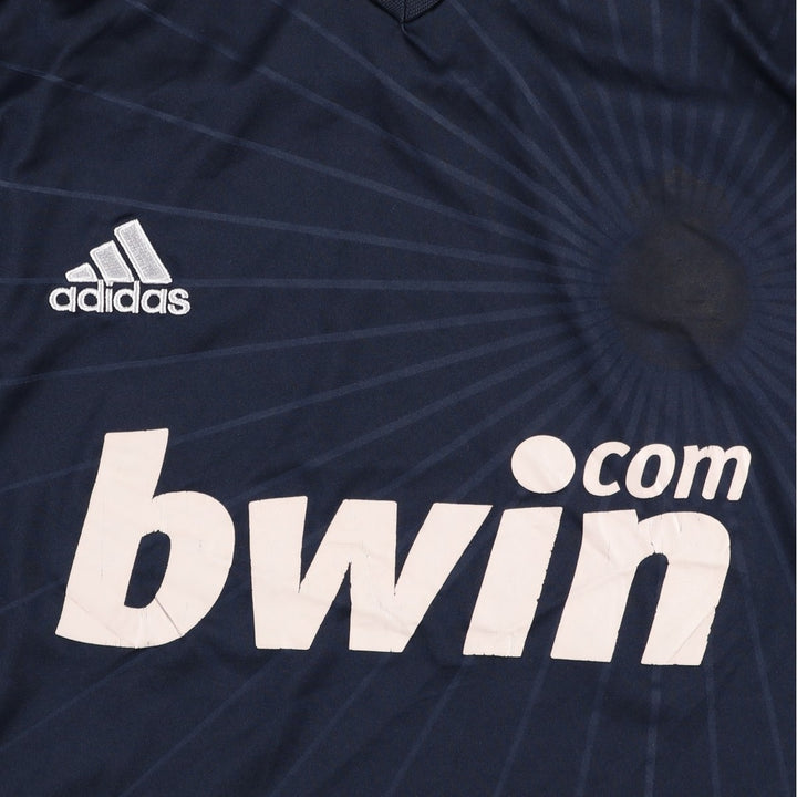 Adidas LA LIGA Real Madrid V-neck soccer jersey game shirt, men's size S (approx.) polyester navy blue type Vintage Second Hand