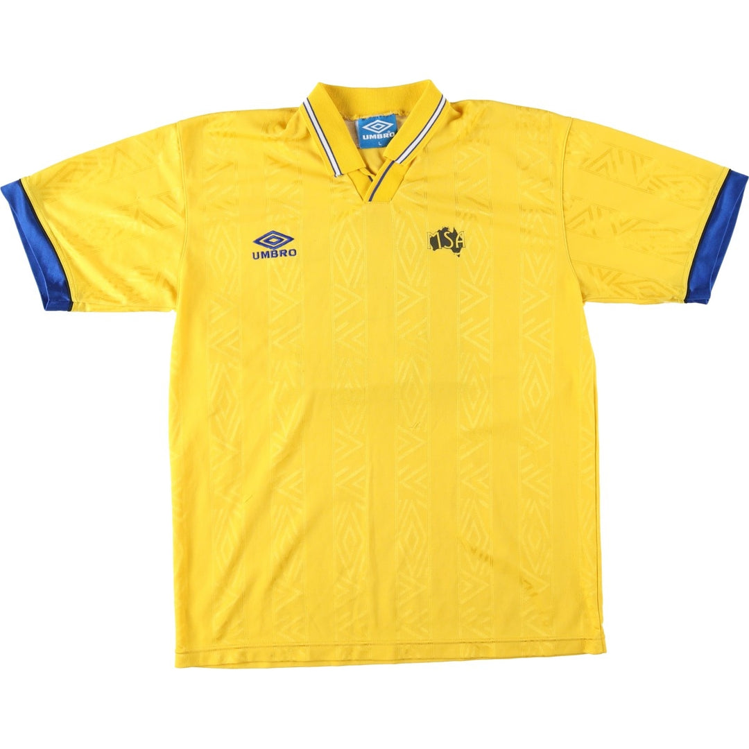 90'S Umbro Stripe Pattern Soccer Uniform Game Shirt, Men's Size L (Equivalent), Vintage unclear yellow type Vintage Second Hand
