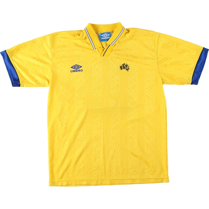 90'S Umbro Stripe Pattern Soccer Uniform Game Shirt, Men's Size L (Equivalent), Vintage unclear yellow type Vintage Second Hand
