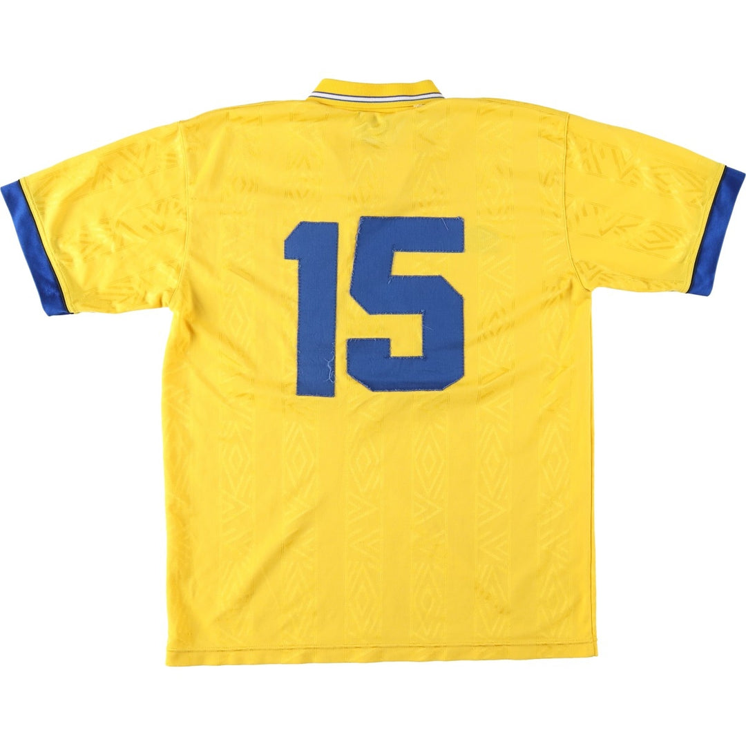 90'S Umbro Stripe Pattern Soccer Uniform Game Shirt, Men's Size L (Equivalent), Vintage unclear yellow type Vintage Second Hand