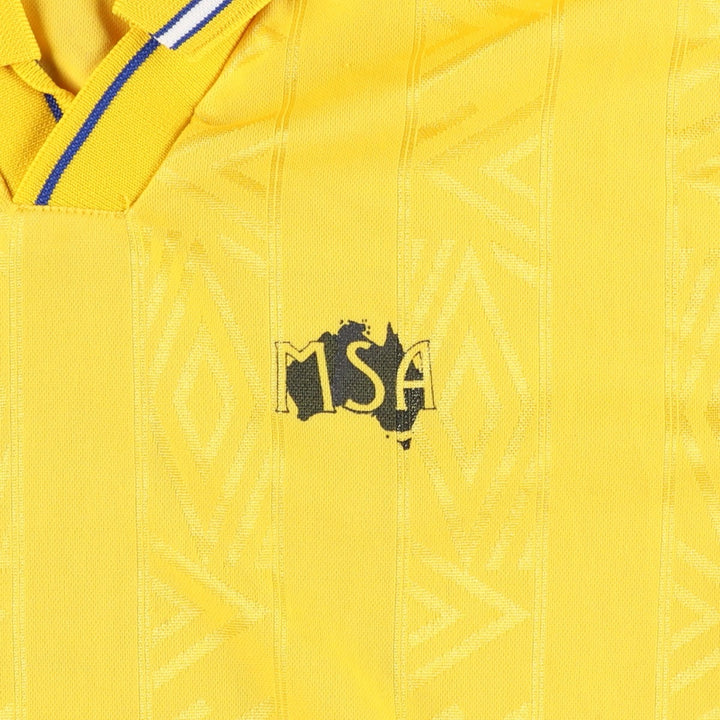 90'S Umbro Stripe Pattern Soccer Uniform Game Shirt, Men's Size L (Equivalent), Vintage unclear yellow type Vintage Second Hand