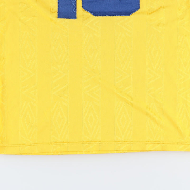 90'S Umbro Stripe Pattern Soccer Uniform Game Shirt, Men's Size L (Equivalent), Vintage unclear yellow type Vintage Second Hand