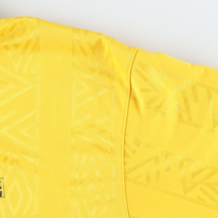90'S Umbro Stripe Pattern Soccer Uniform Game Shirt, Men's Size L (Equivalent), Vintage unclear yellow type Vintage Second Hand
