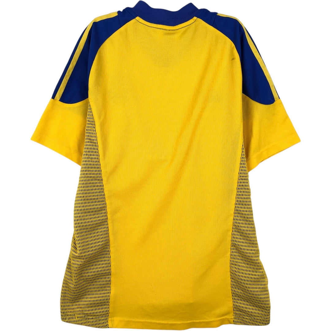 2000'S Adidas CLIMALITE V-neck soccer jersey game shirt, men's size S (approx.) unclear yellow type Vintage Second Hand
