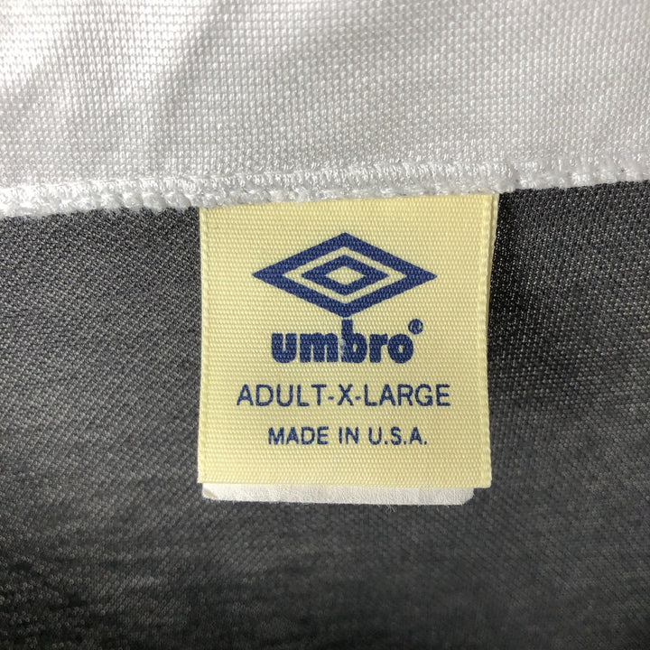 90'S Umbro V-neck collared soccer jersey game shirt, made in USA, men's size XL equivalent, vintage. polyester black type Vintage Second Hand