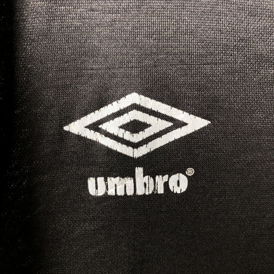 90'S Umbro V-neck collared soccer jersey game shirt, made in USA, men's size XL equivalent, vintage. polyester black type Vintage Second Hand