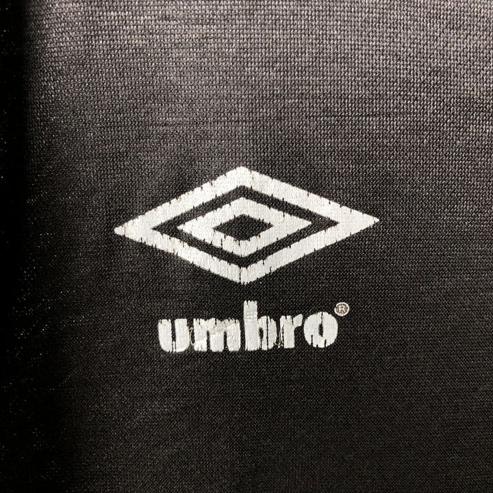 90'S Umbro V-neck collared soccer jersey game shirt, made in USA, men's size XL equivalent, vintage. polyester black type Vintage Second Hand
