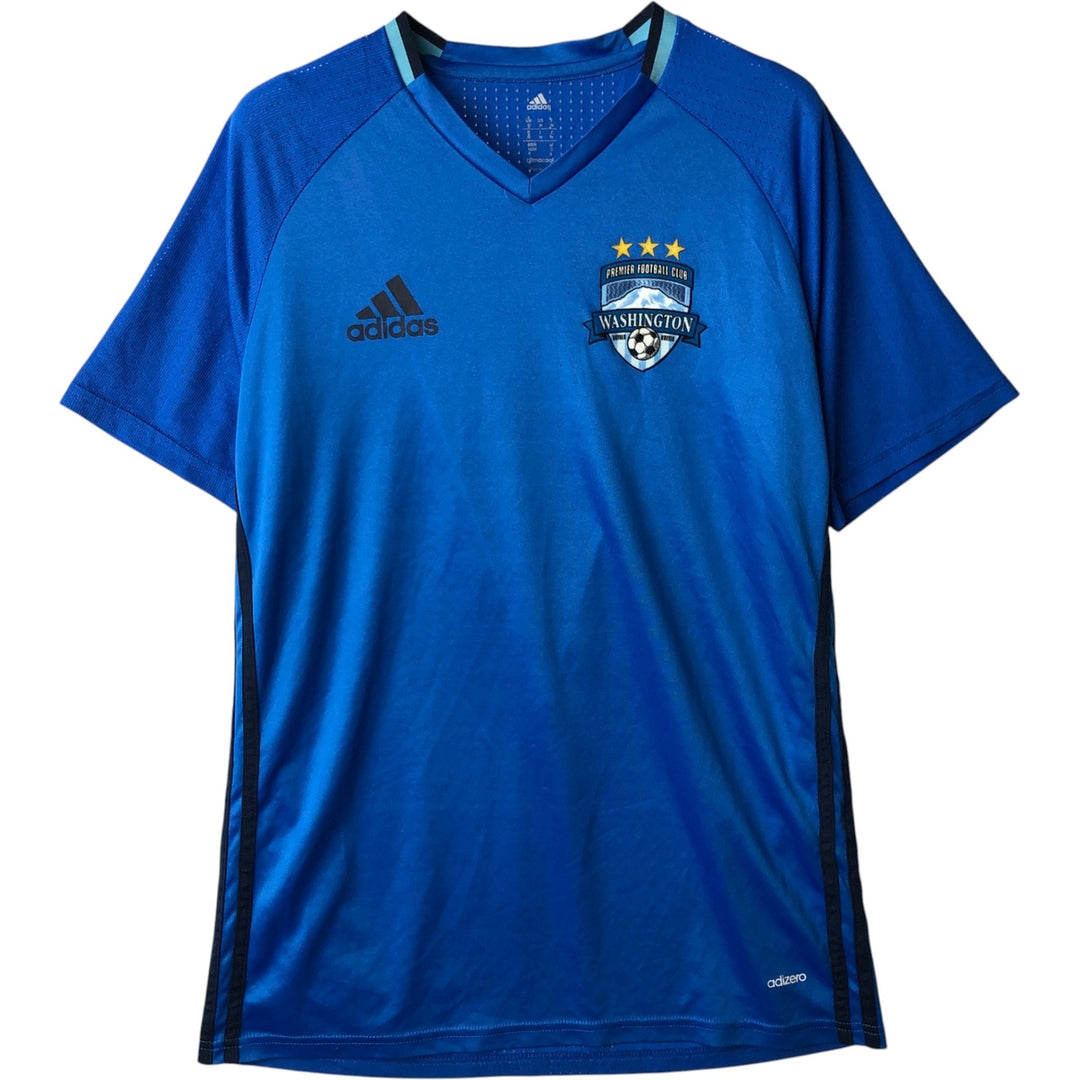 Adidas CLIMA COOL adizero V-neck soccer uniform game shirt, men's size M. polyester blue type Vintage Second Hand