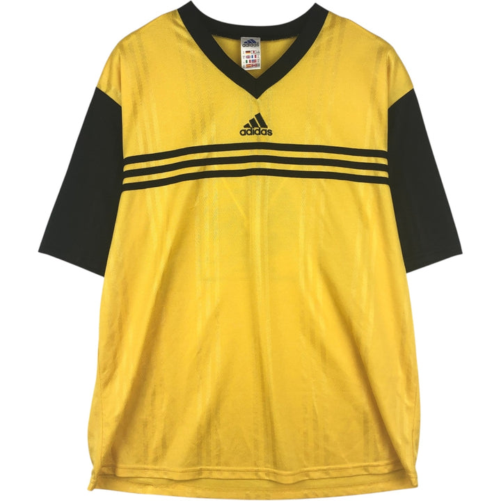 2000'S Adidas CLIMA COOL V-neck soccer jersey game shirt, men's size XL (approx.) polyester yellow type Vintage Second Hand