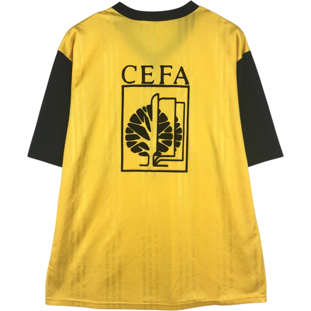 2000'S Adidas CLIMA COOL V-neck soccer jersey game shirt, men's size XL (approx.) polyester yellow type Vintage Second Hand