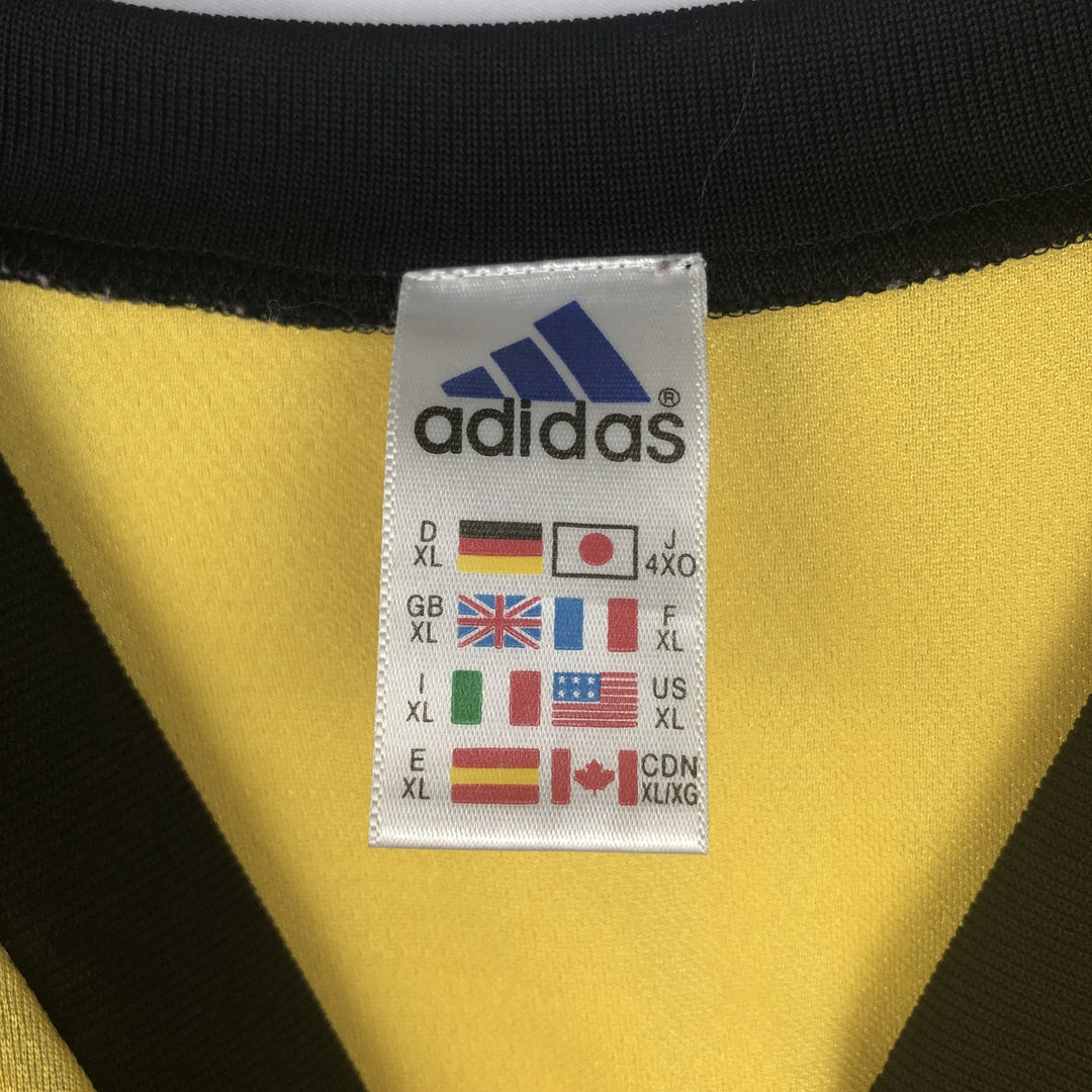 2000'S Adidas CLIMA COOL V-neck soccer jersey game shirt, men's size XL (approx.) polyester yellow type Vintage Second Hand
